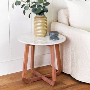 Creative Co-Op 9" Gold Striped Stoneware Vase
